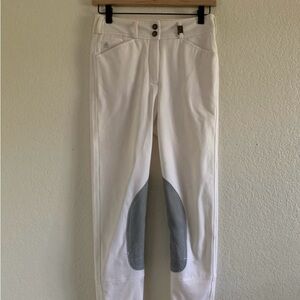 White Riding Pants with Gray Knee Patches